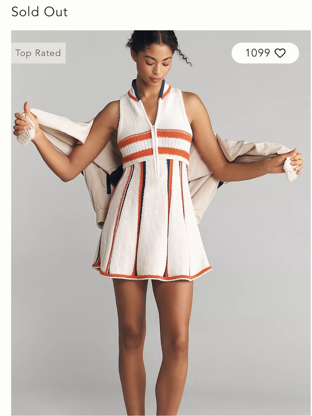 Anthropologie Daily Practice Zip front Tennis Dress Size L NWT